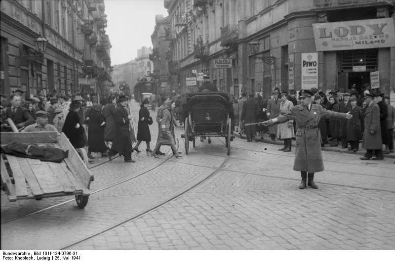 The Jewish ghetto in Warsaw during the Holocaust.