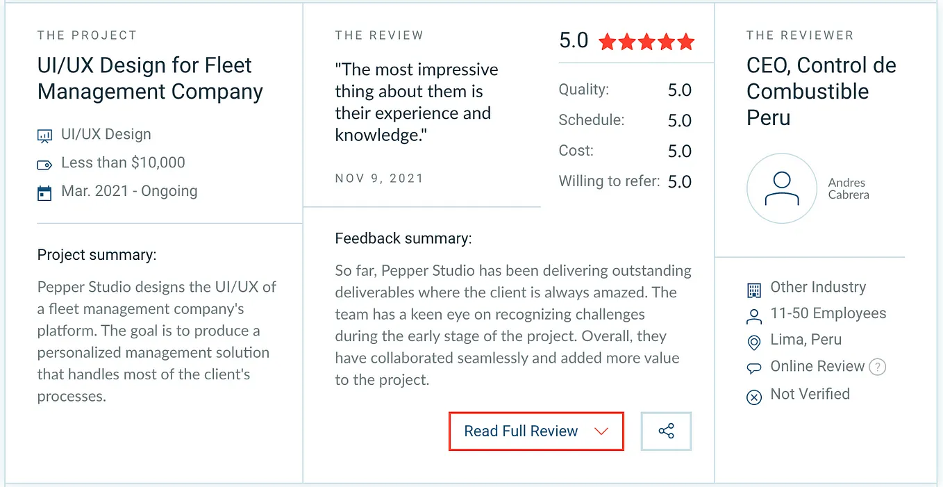 Pepper Studio obtains another 5-Star Review on Clutch!