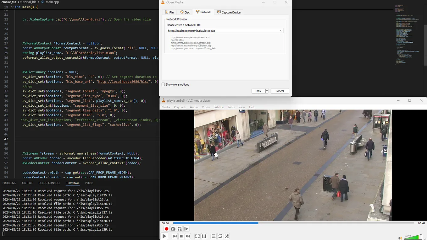 HLS video streaming from Opencv and FFmpeg