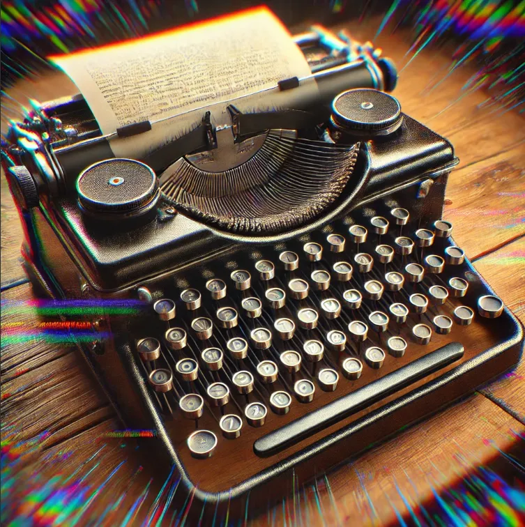 “Echoes of the Past: Antique Typewriter in Digital Distortion”
