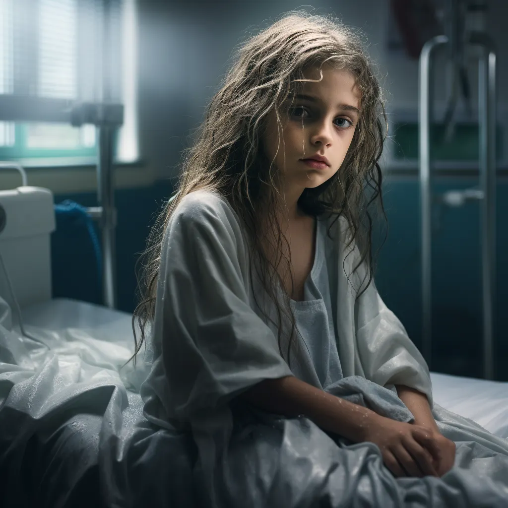 Girl in a hospital bed