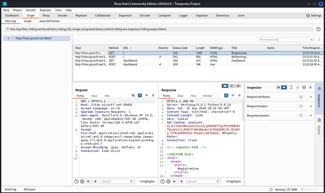 picoCTF 2024 — Web Exploitation: IntroToBurp