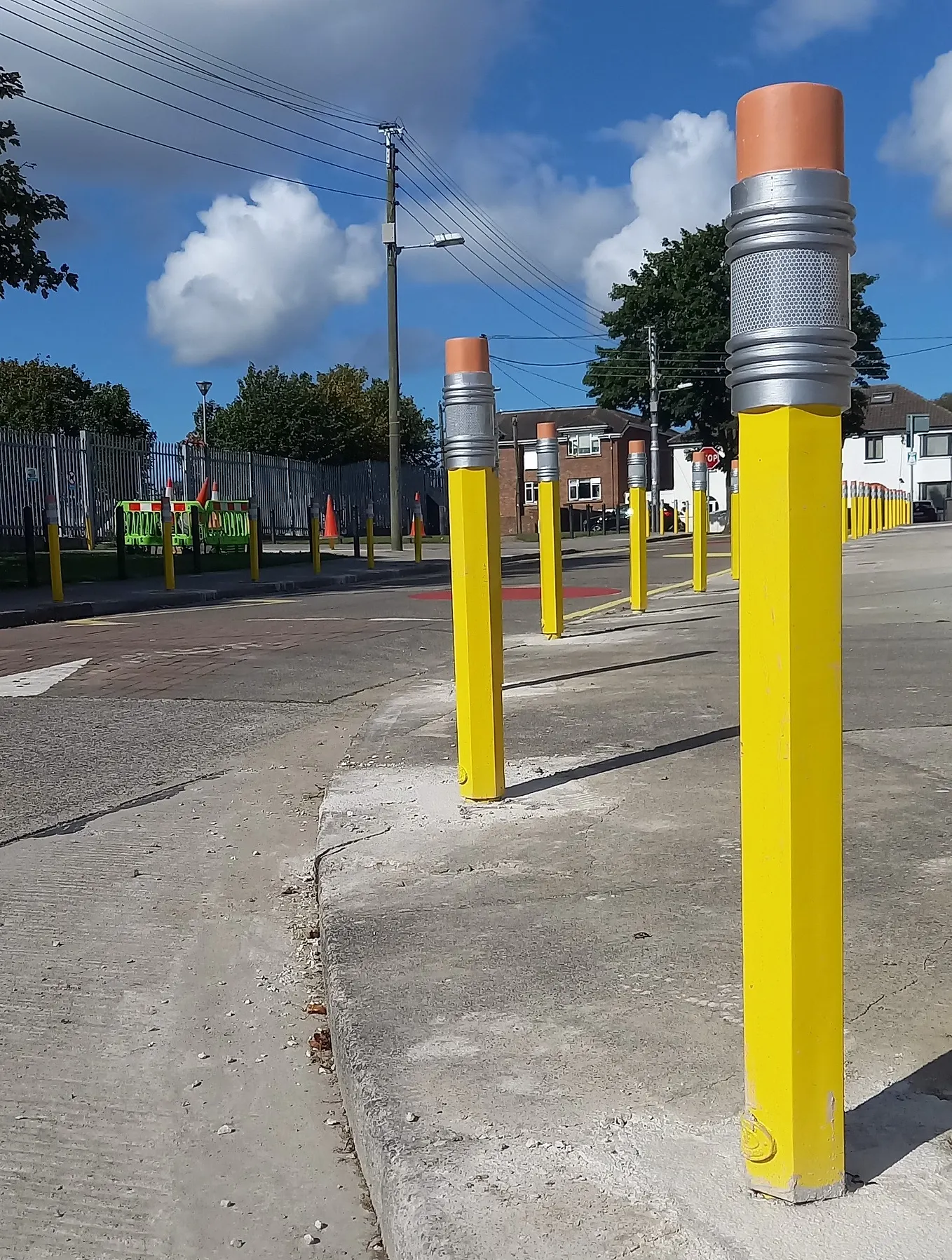 School with no-parking bollards in Dublin. Photo: Clare O’Beara.