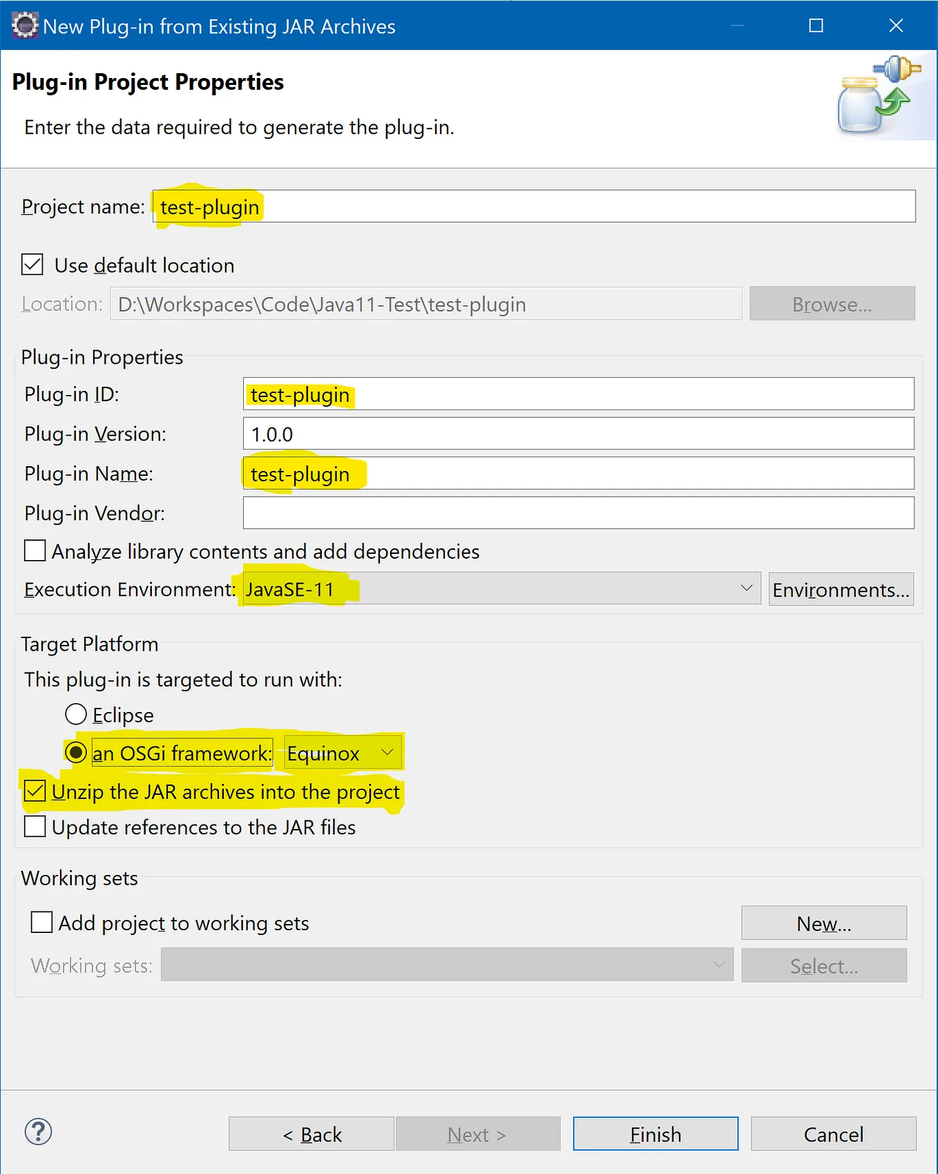 Convert jars to plugins using eclipse project