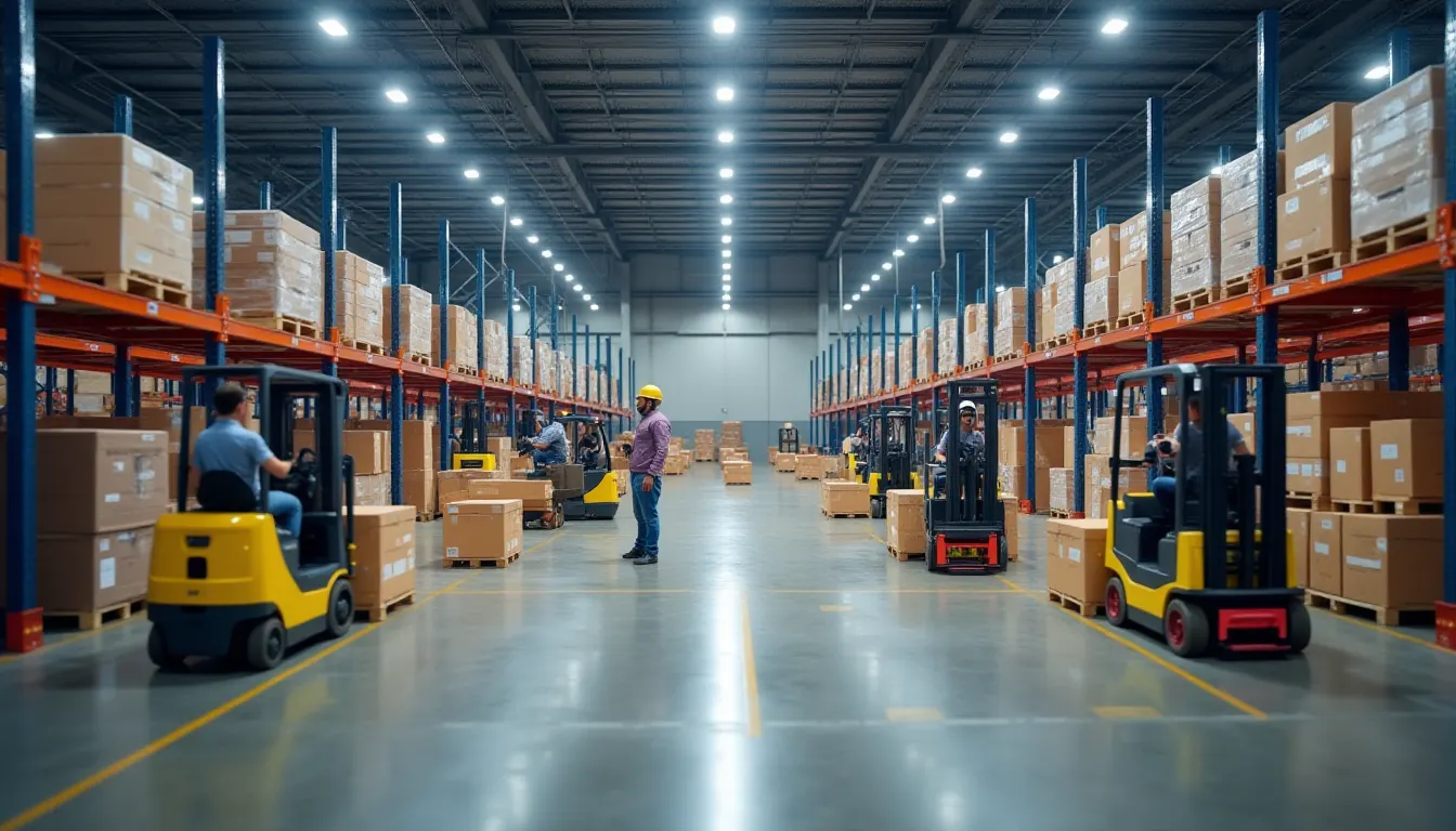 Warehouse staff scanning inventory while one mislabeled carton passes unnoticed.