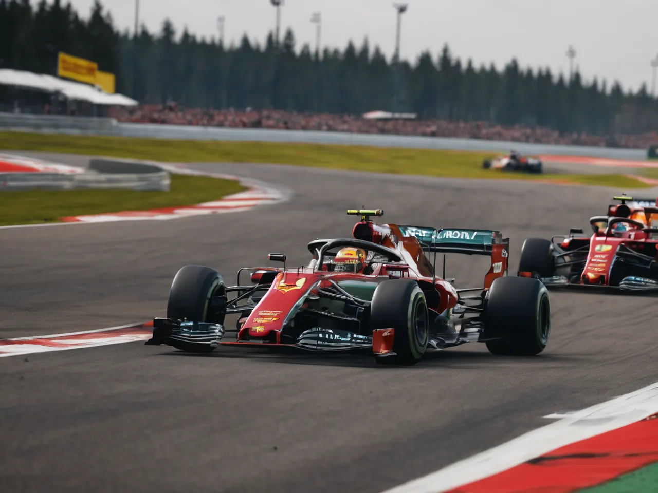 Image of Formula 1 Race Cars Speeding on the Track, Showcasing the Excitement of Formula 1 Racing