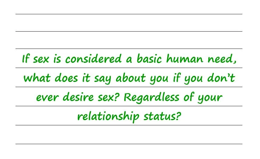 Hey Dr Sue — If Sex Is Considered A Basic Human Need, What Does It Say About You If You Don’t Ever…