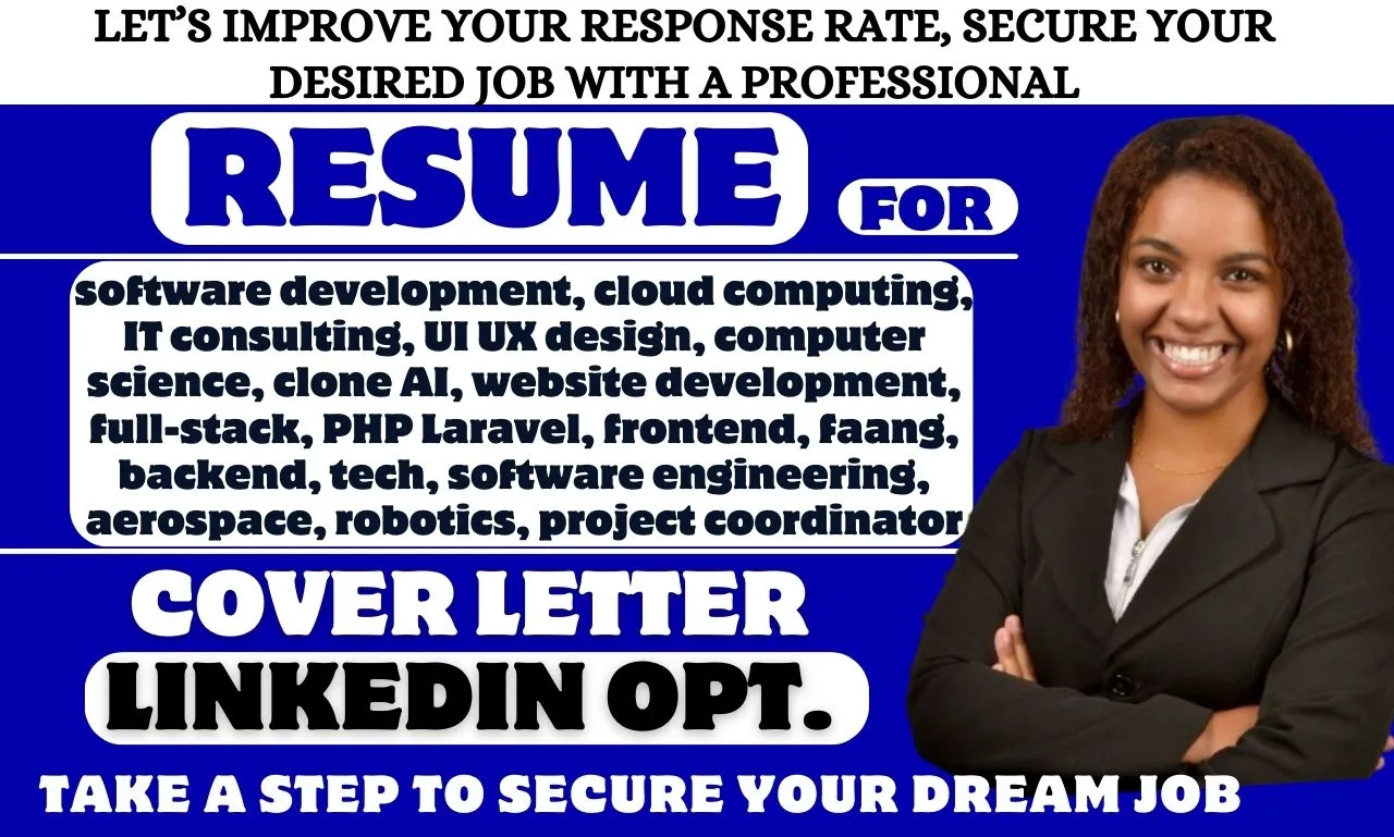 I will do software development, cloud computing, IT consulting, UI UX design resume, CV