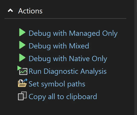 Debugging a memory dump with Visual Studio