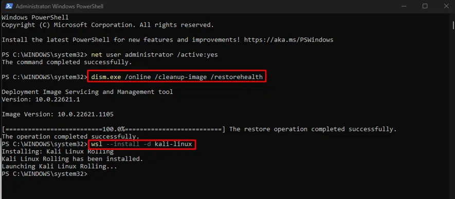Kali-Linux WSL auto force close after opening. How to fix ???