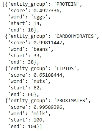 Nutrients Labelling with Named Entity Recognition(NER)