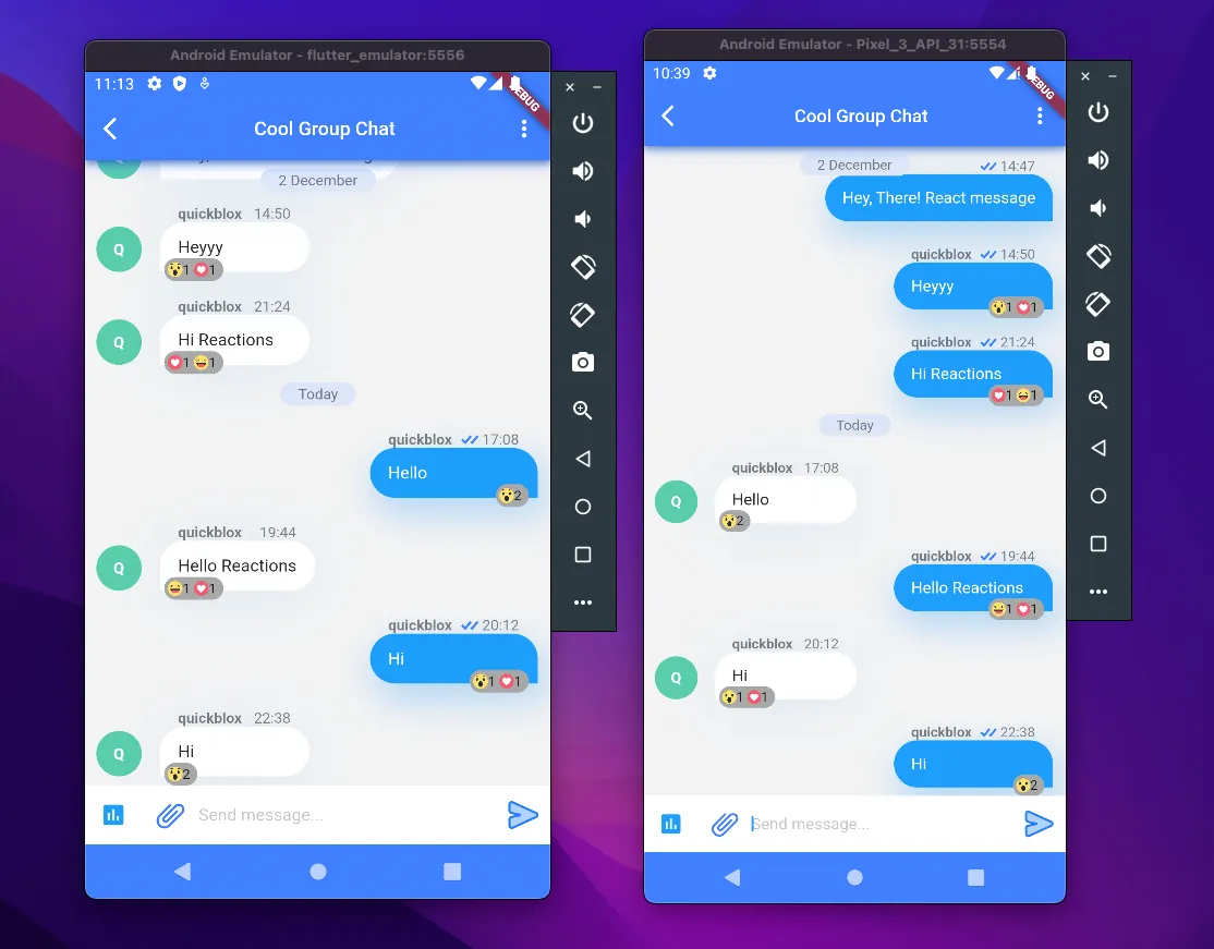 How to add a Facebook-like react-to-message feature with Quickblox in your Flutter app.