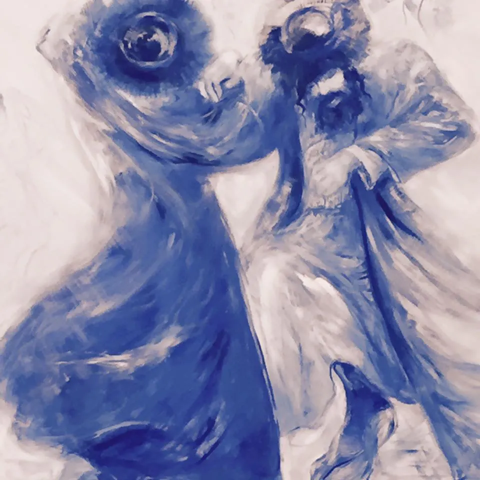 Blue man group in Jerusalem, on the walls of the Waldorf