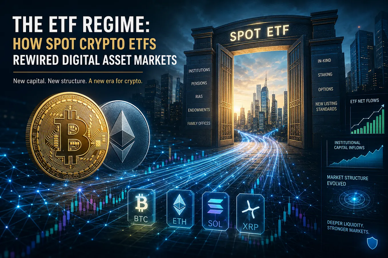 The ETF Regime: How Spot Crypto ETFs Rewired Digital Asset Markets