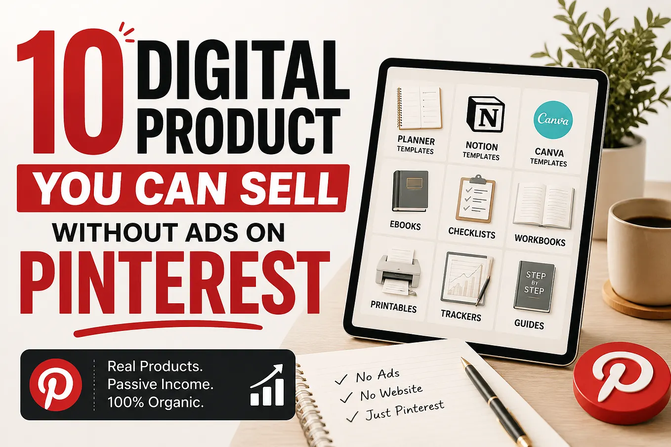 Top 10 Digital Products Quietly Selling on Pinterest Right Now (No Audience Needed)