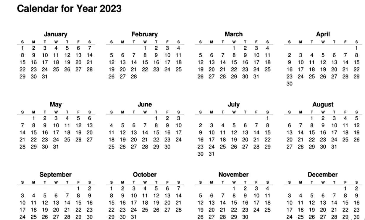 Most Commonly Used Calendar Types