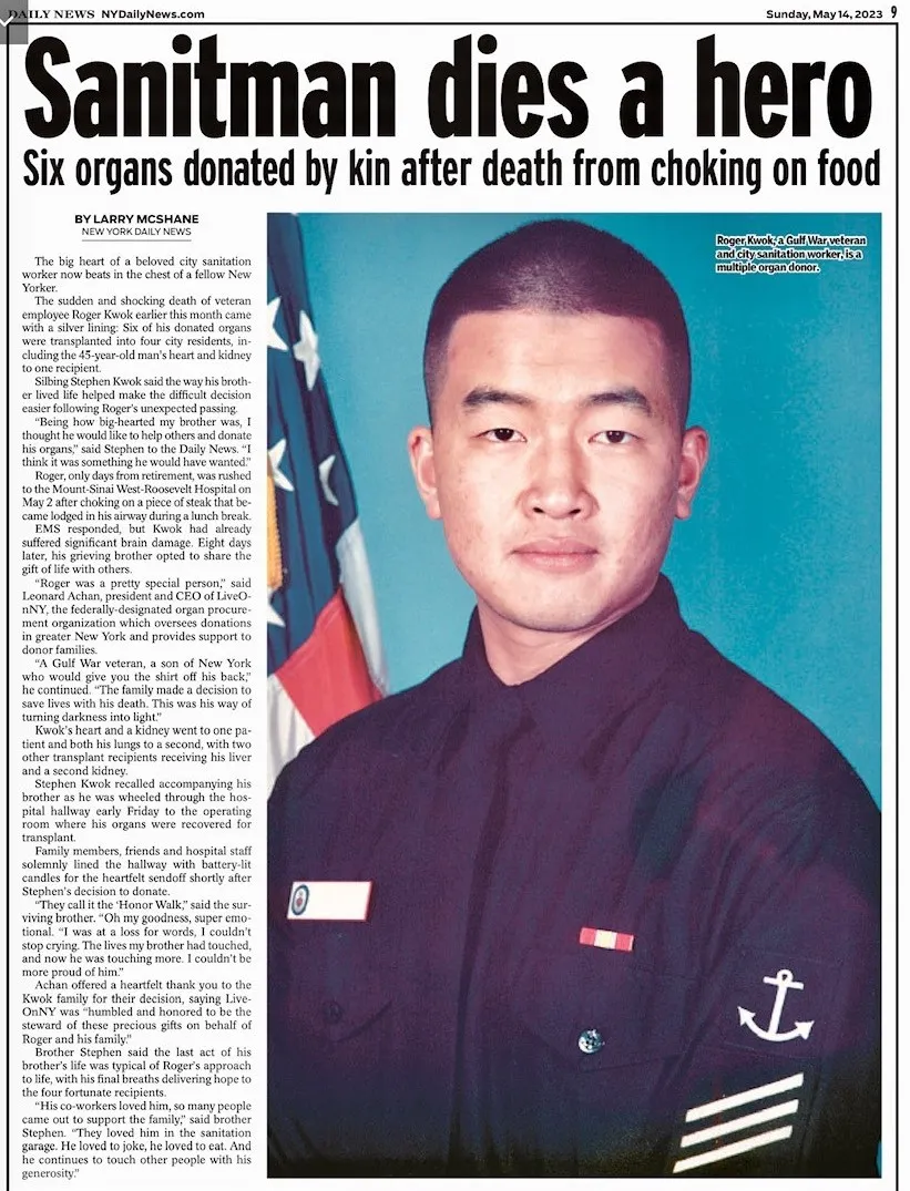 A Hero in Life and Death: Late city Worker Saves Four Lives with Organ Donations
