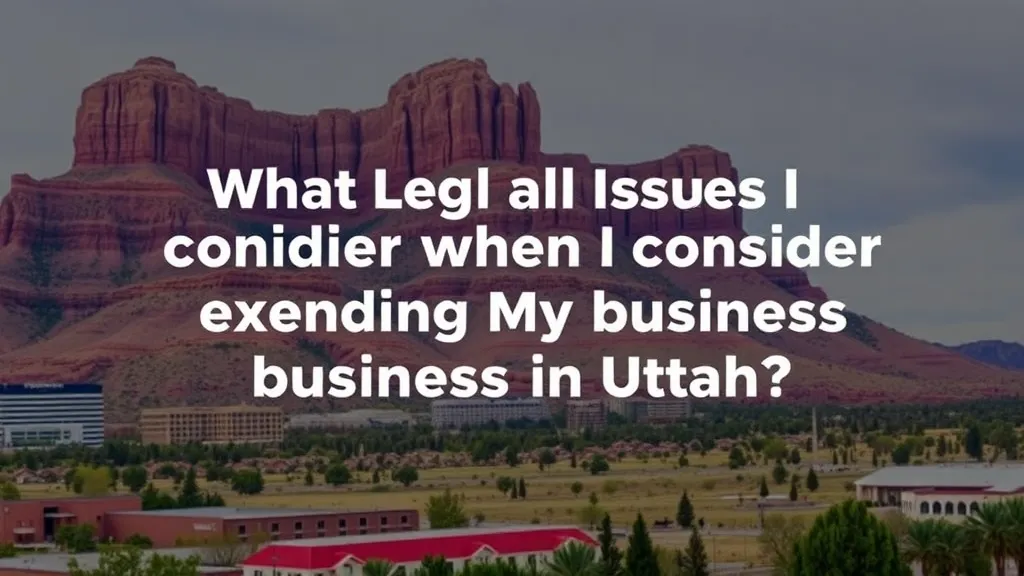 What Legal Issues Should I Consider When Expanding My Business In Utah?