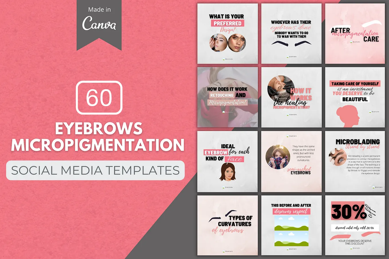 60 Best Eyebrow Micropigmentation Canva Templates