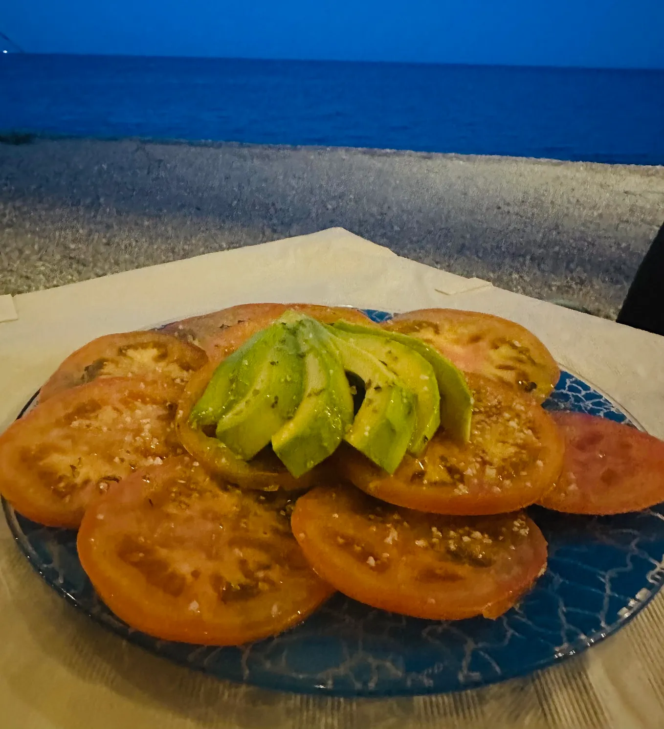 Tomato and avocado with a view.