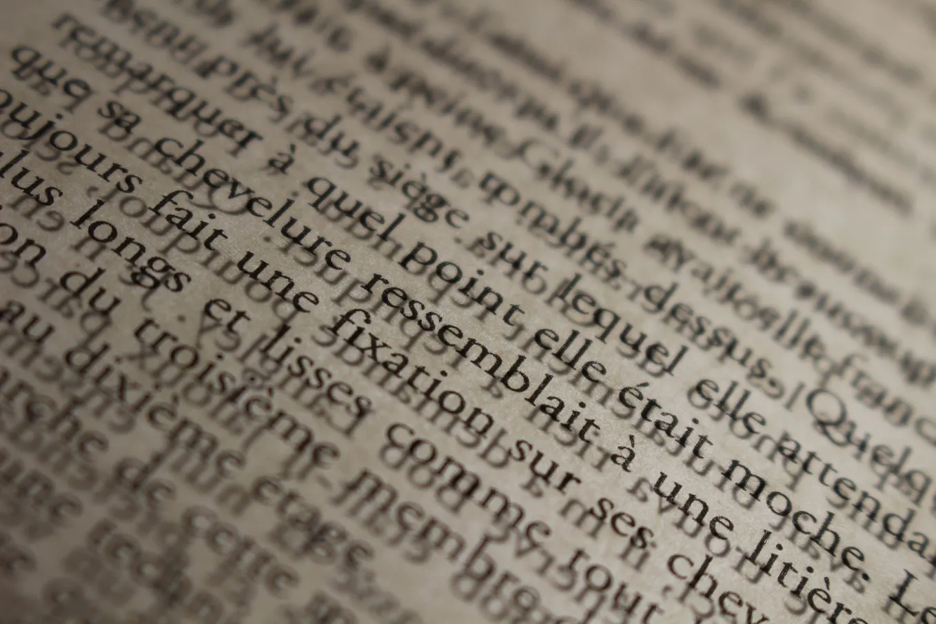 a “macro shot” of old French text. I chose this image because the text appears out of focus and difficult to discern.