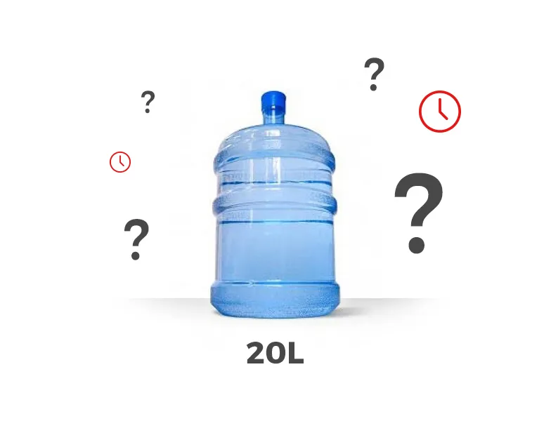 How long does water in a 20L water jar stay safe?