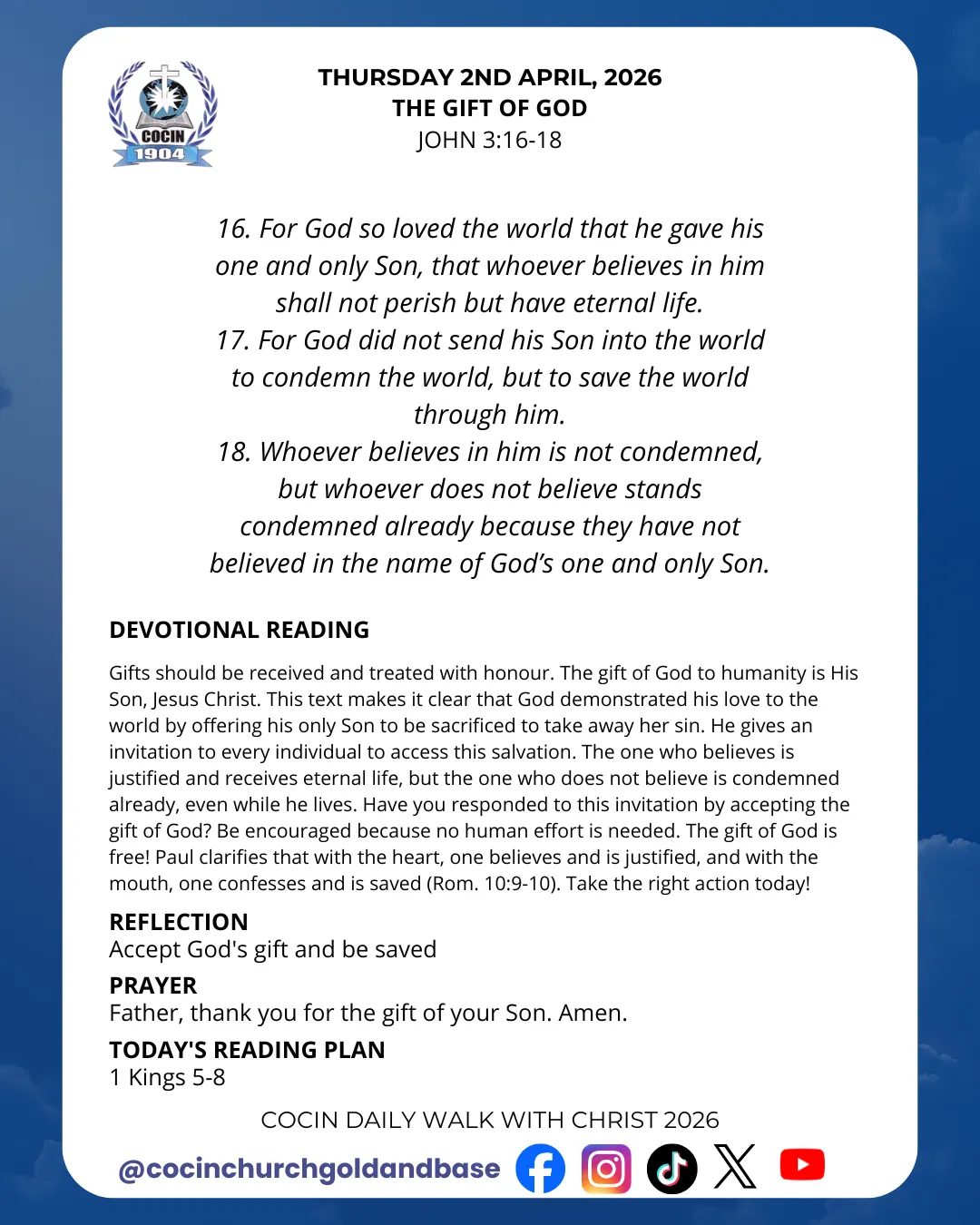 DAILY WALK WITH CHRIST, SATURDAY 28TH MARCH, 2026 | by ...