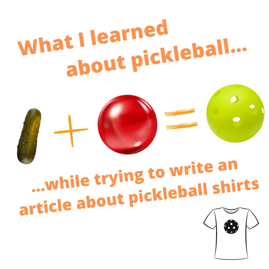 Header image with text, a pickle, a ball, and limited context