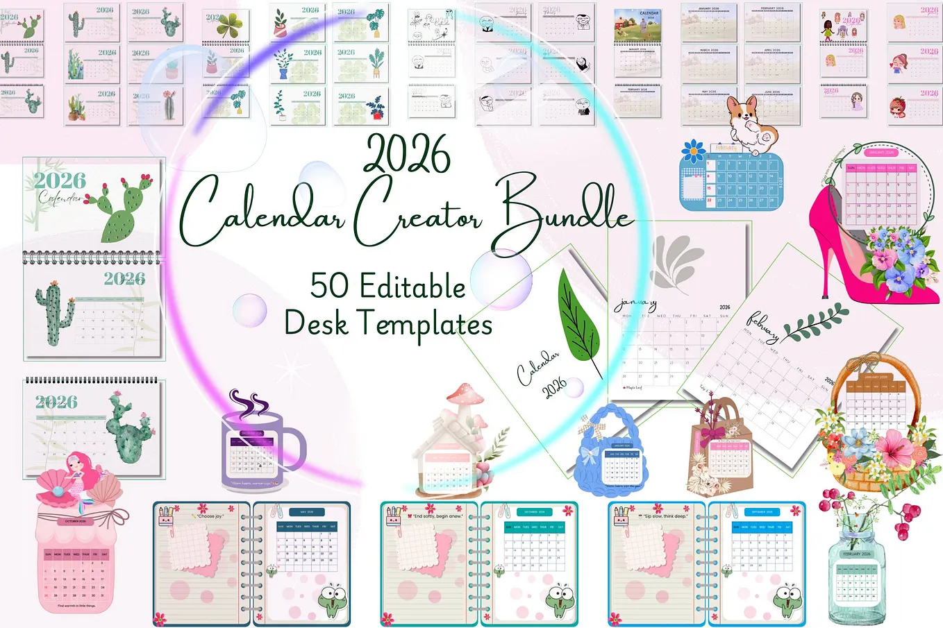 Comparison With Competitors of 2026 Calendar Creator Bundle - 50 Editable Desk Templates
