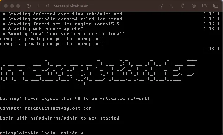Metasploitable installation for MacBook M1