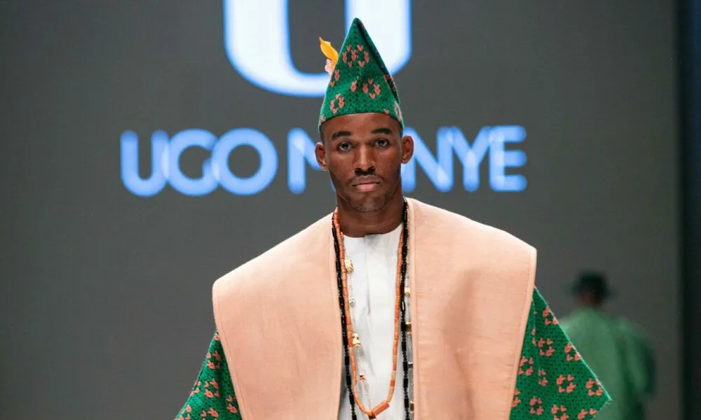 A version of Ugo Monye’s Agbada displayed on the runway