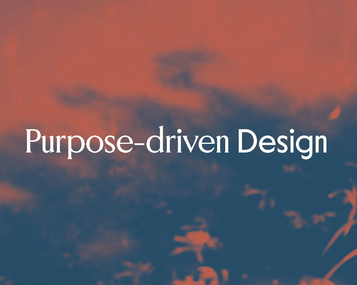 Background of nature in brand colors of Orgcaos purpose-driven design studio. Typography: Purpose-driven design