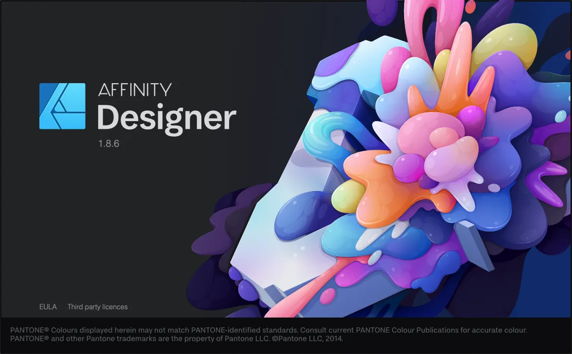 The Affinity Designer 1.8.6 about screen