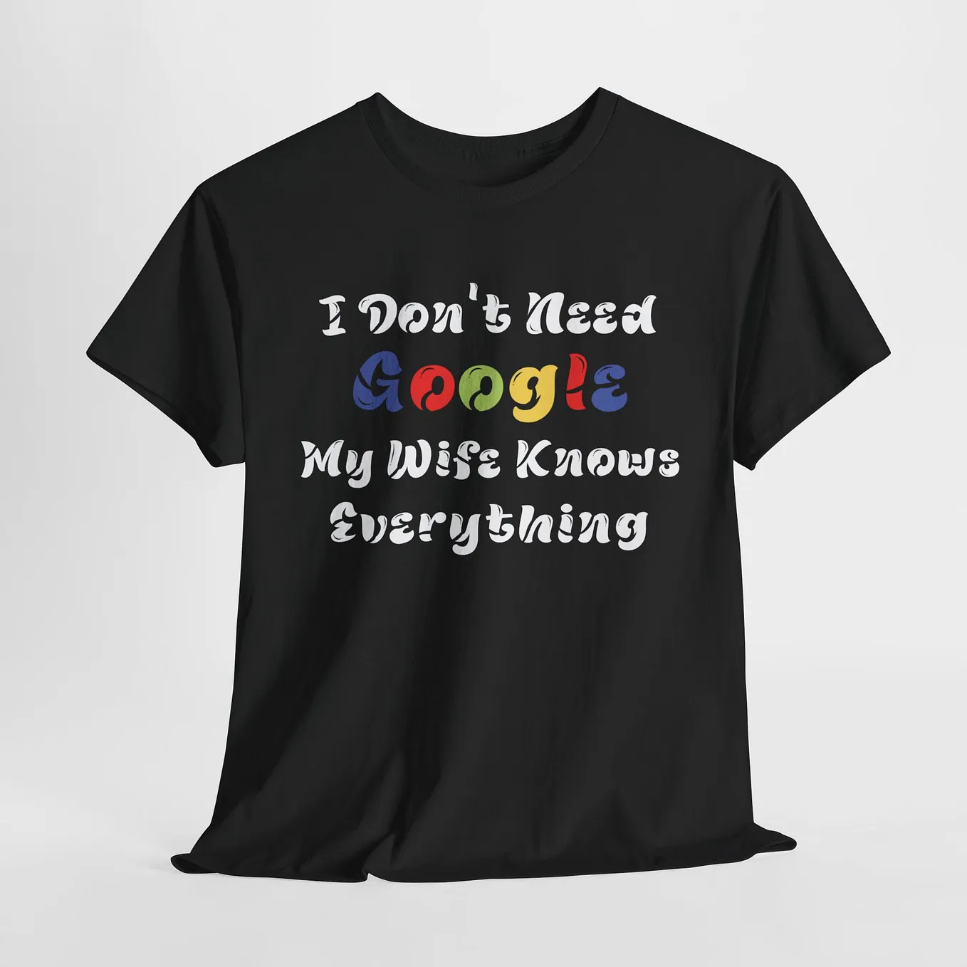 Introducing the “I Don’t Need Google, My Wife Knows Everything” T-shirt: A Perfect Blend of Humor…