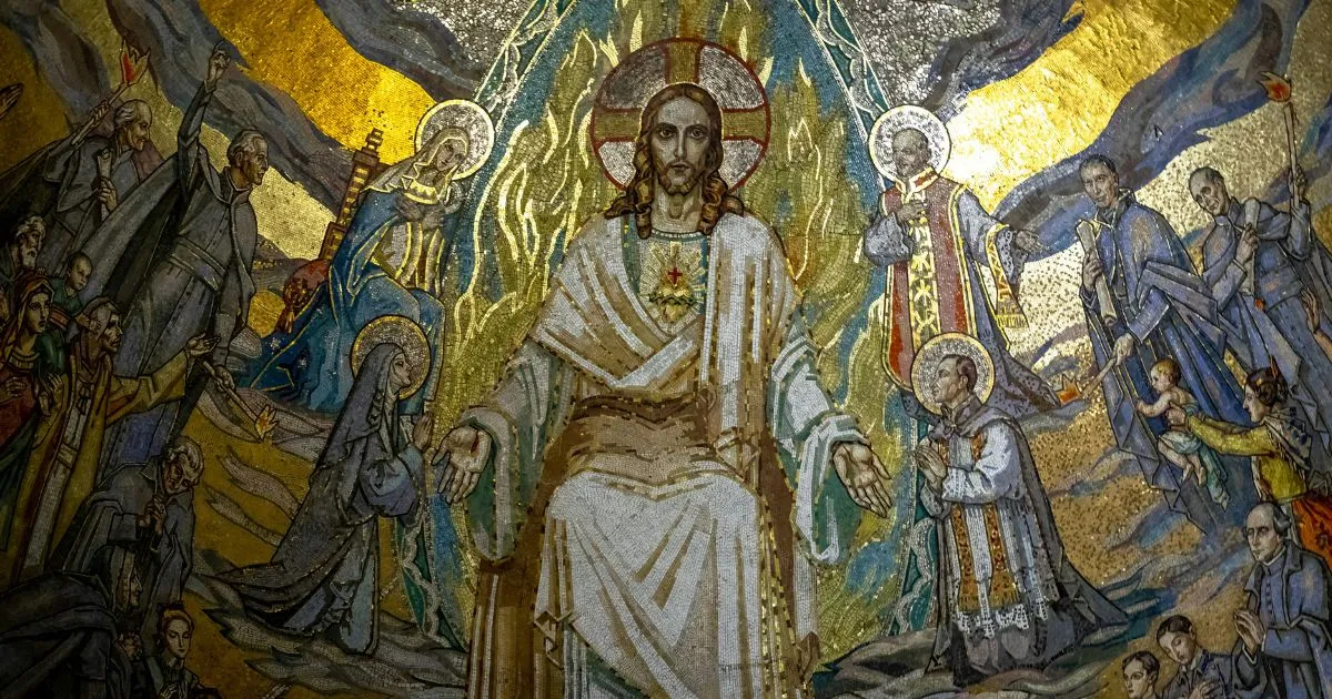 Gold mosaic on the ceiling of the Basilica of the Sacre Coeur in Montmartre, Paris