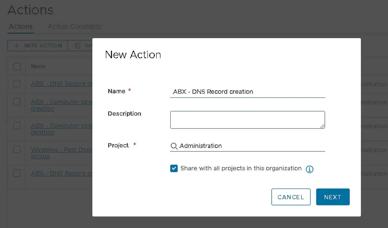 DNS actions with VMware Aria Automation when the DNS is not on a registered vCenter Cloud Account