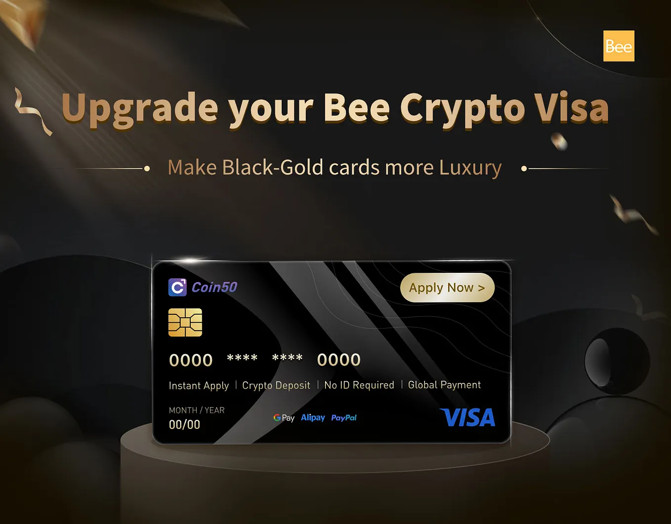 Bee Crypto Visa Upgrade, Make Your Black-Gold Cards More Luxury