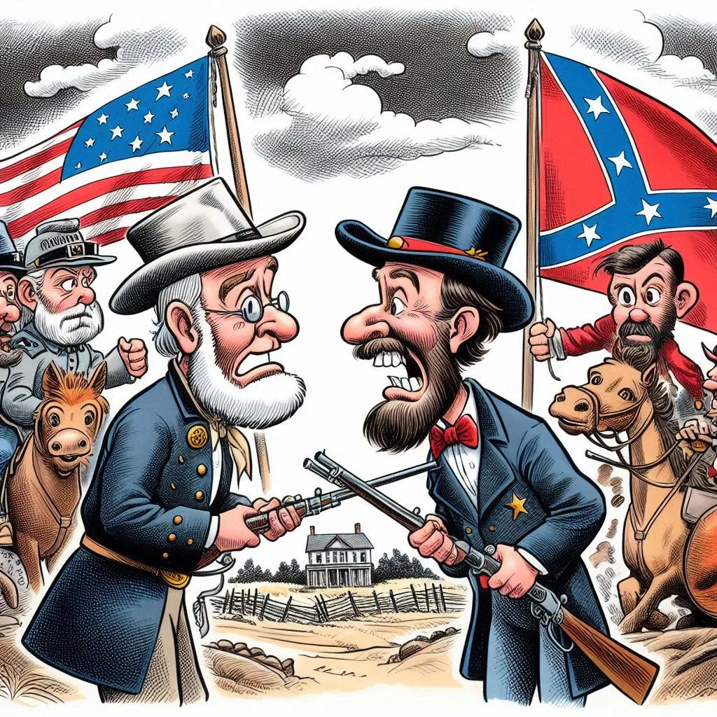 The American Civil War between the North and South: