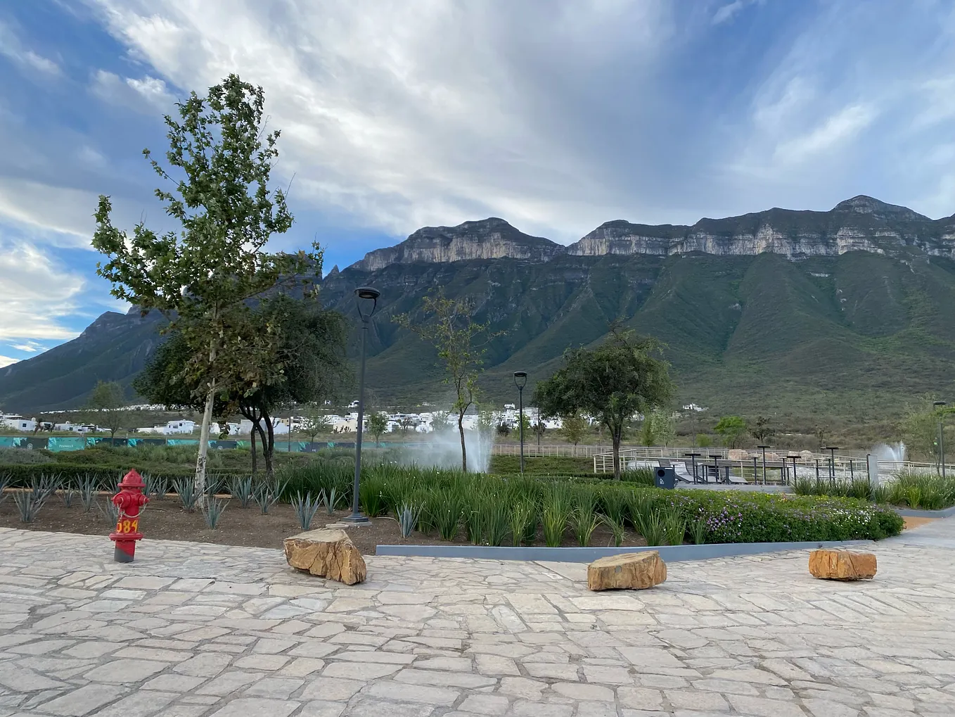 An image of the mountains as the backdrop to a view of a community newly developed outside of Monterrey, Nuevo Leon, Mexico