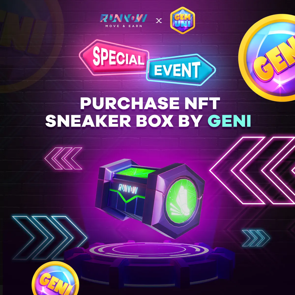 GemUni x Runnow.io: NFT Sneakers Boxes will be available to buy in GENI Token