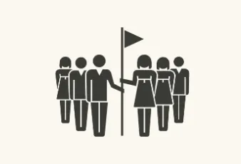 Leaders holding a flag