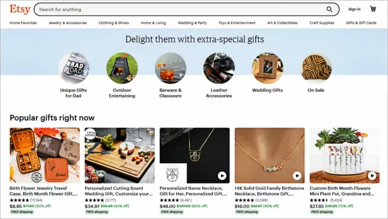 Etsy screenshot