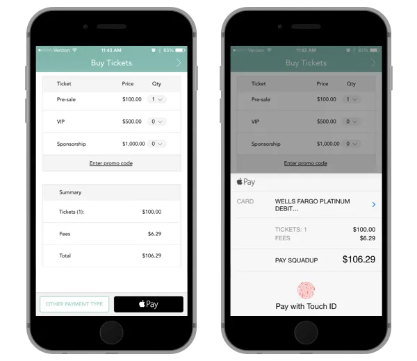 Apple Pay In The SquadUP iOS App