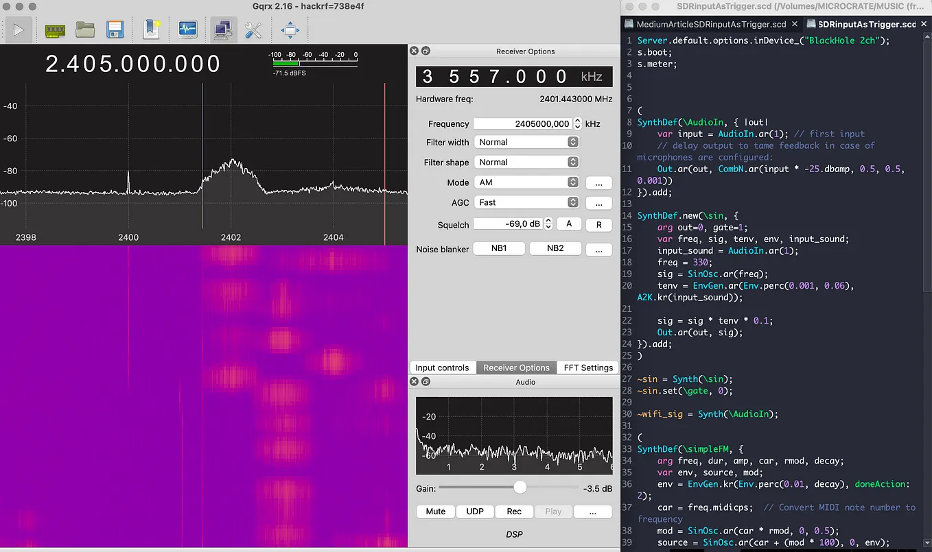 Sonify Wi-Fi signals with HackRF One and SuperCollider