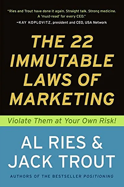 Book cover for “The 22 Immutable Laws of Marketing” by Al Ries and Jack Trout