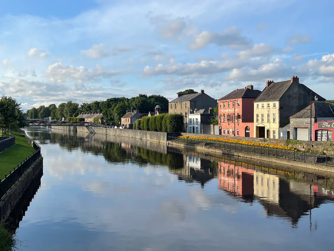 Irish houses along a calm canal