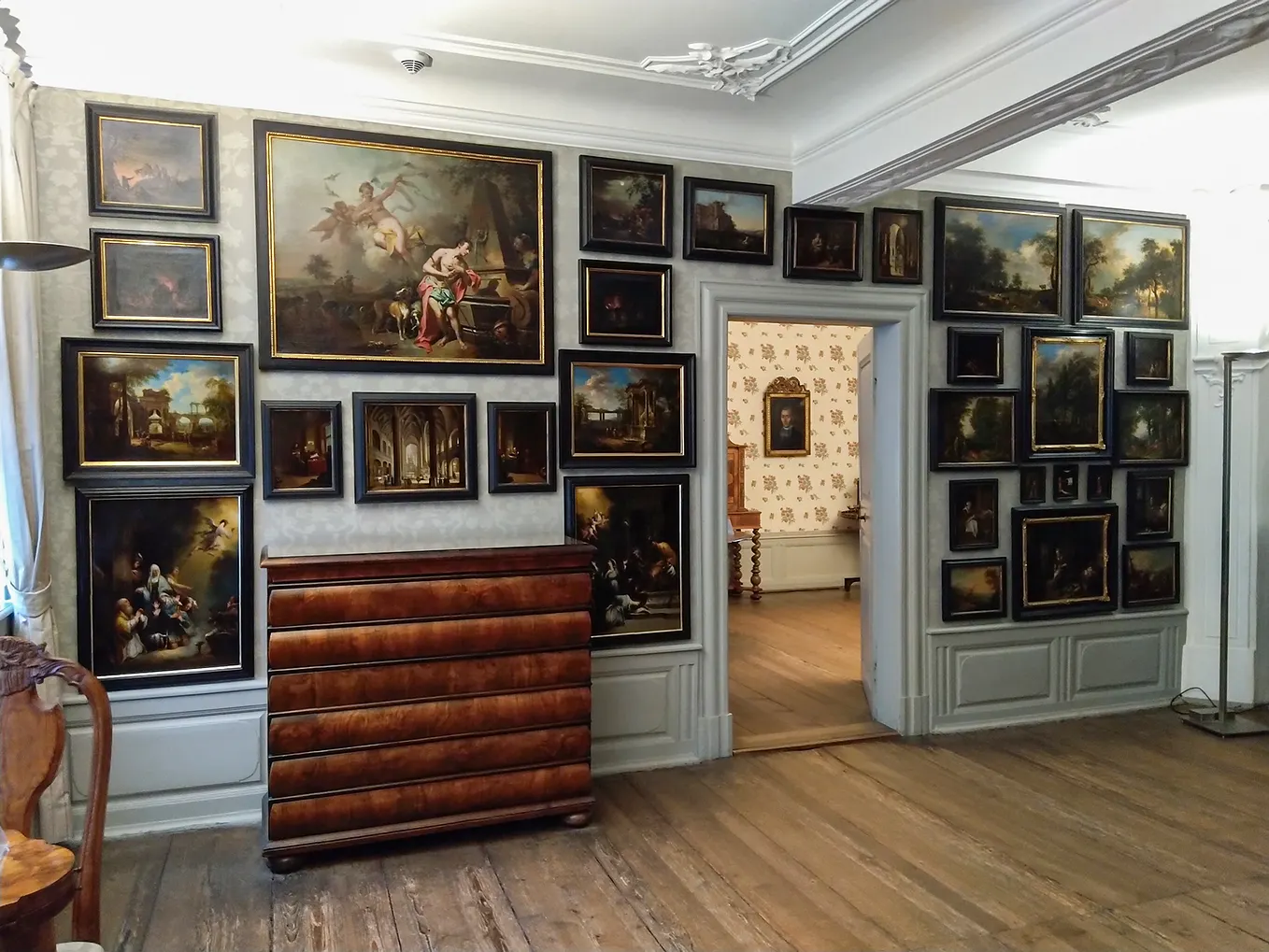 Picture cabinet in the Goethe House Museum. Frankfurt, Germany