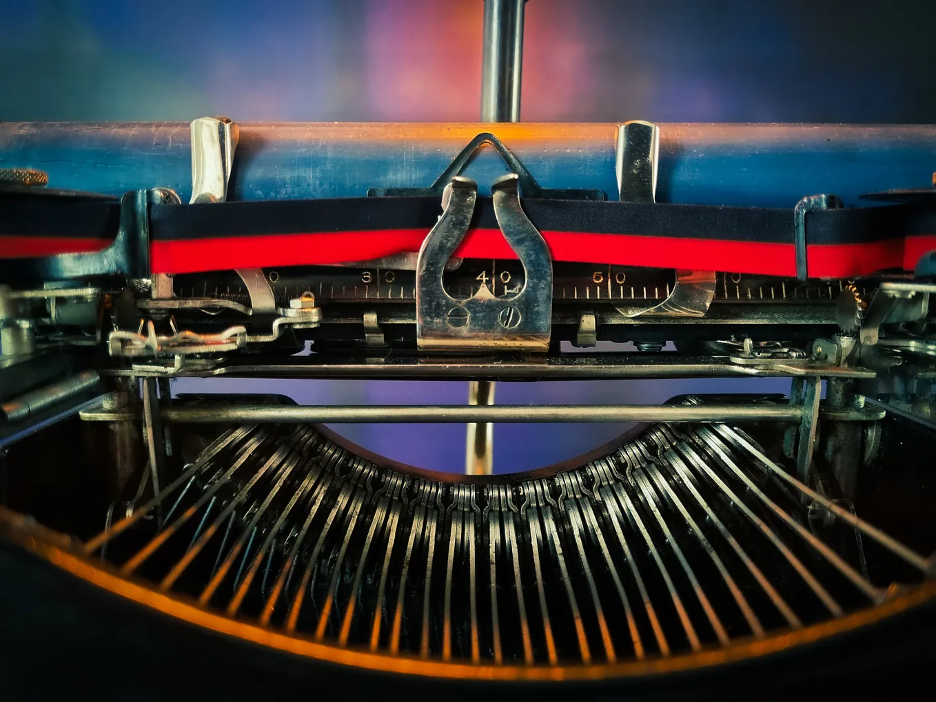 Close up of typewriter ribbon on typewriter