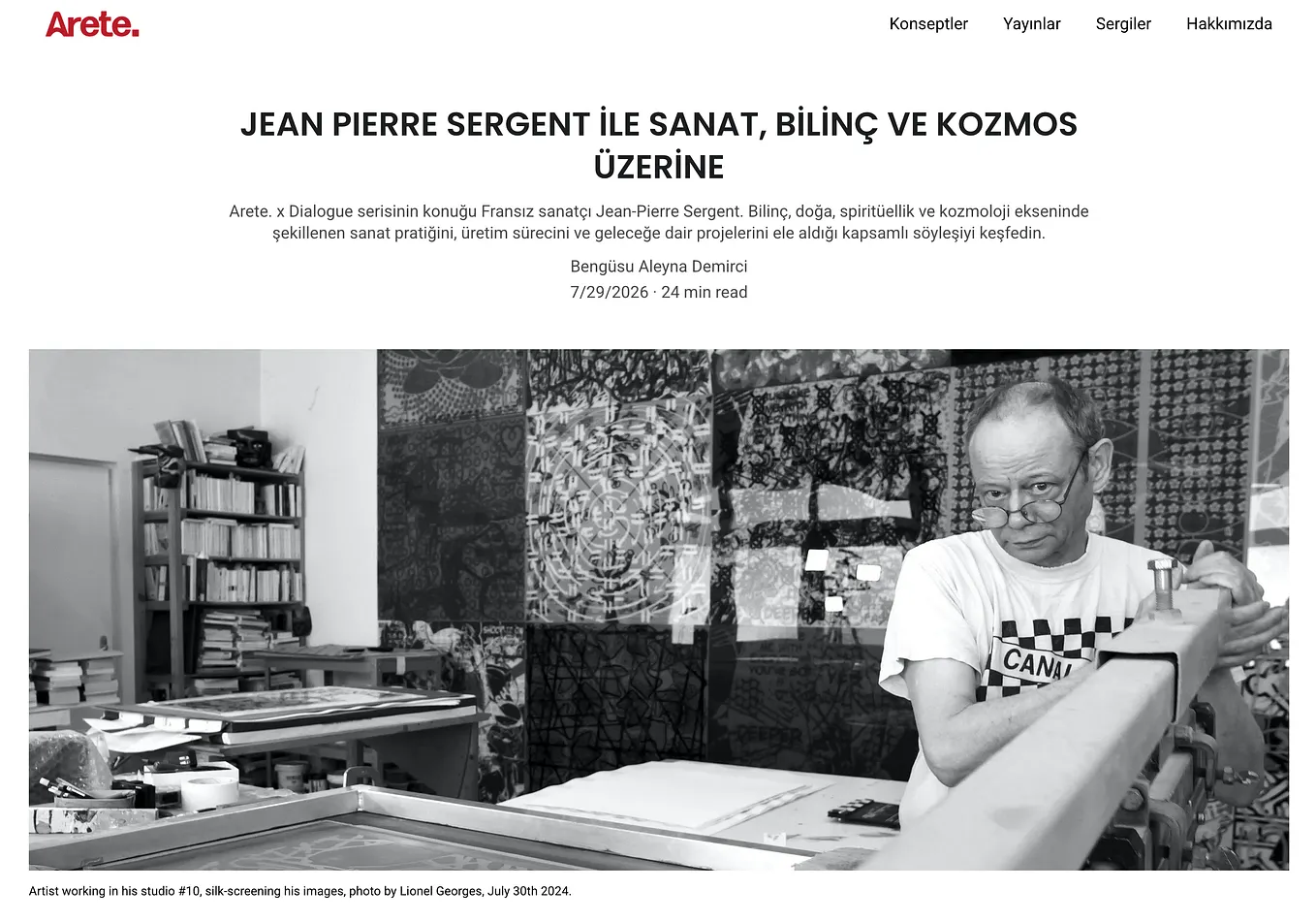 ENTRETIEN AVEC L’ARTISTE JEAN-PIERRE SERGENT, PAR LA CRITIQUE D’ART BENGÜSU ALEYNA DEMIRCI : “İLE…