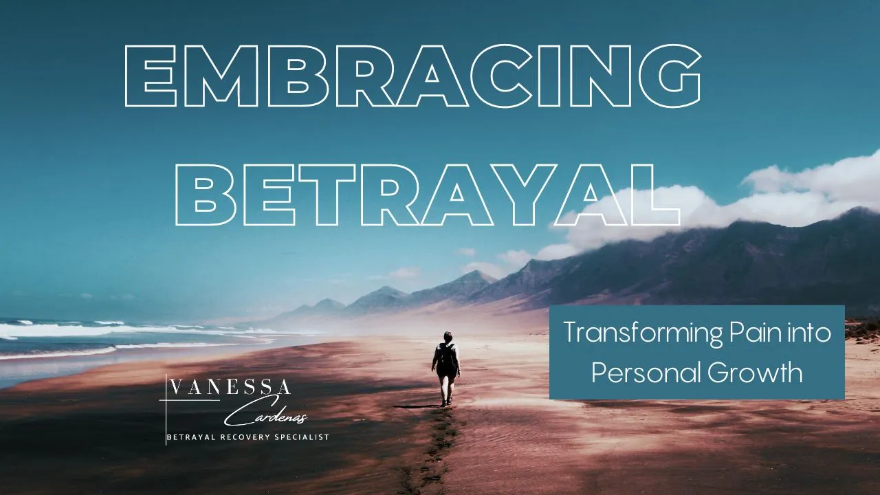 Embracing Betrayal: Transforming Pain into Personal Growth — A lone person walking on the beach with blue skies and mountains in the background, symbolizing healing, new beginnings, and the journey of overcoming betrayal.